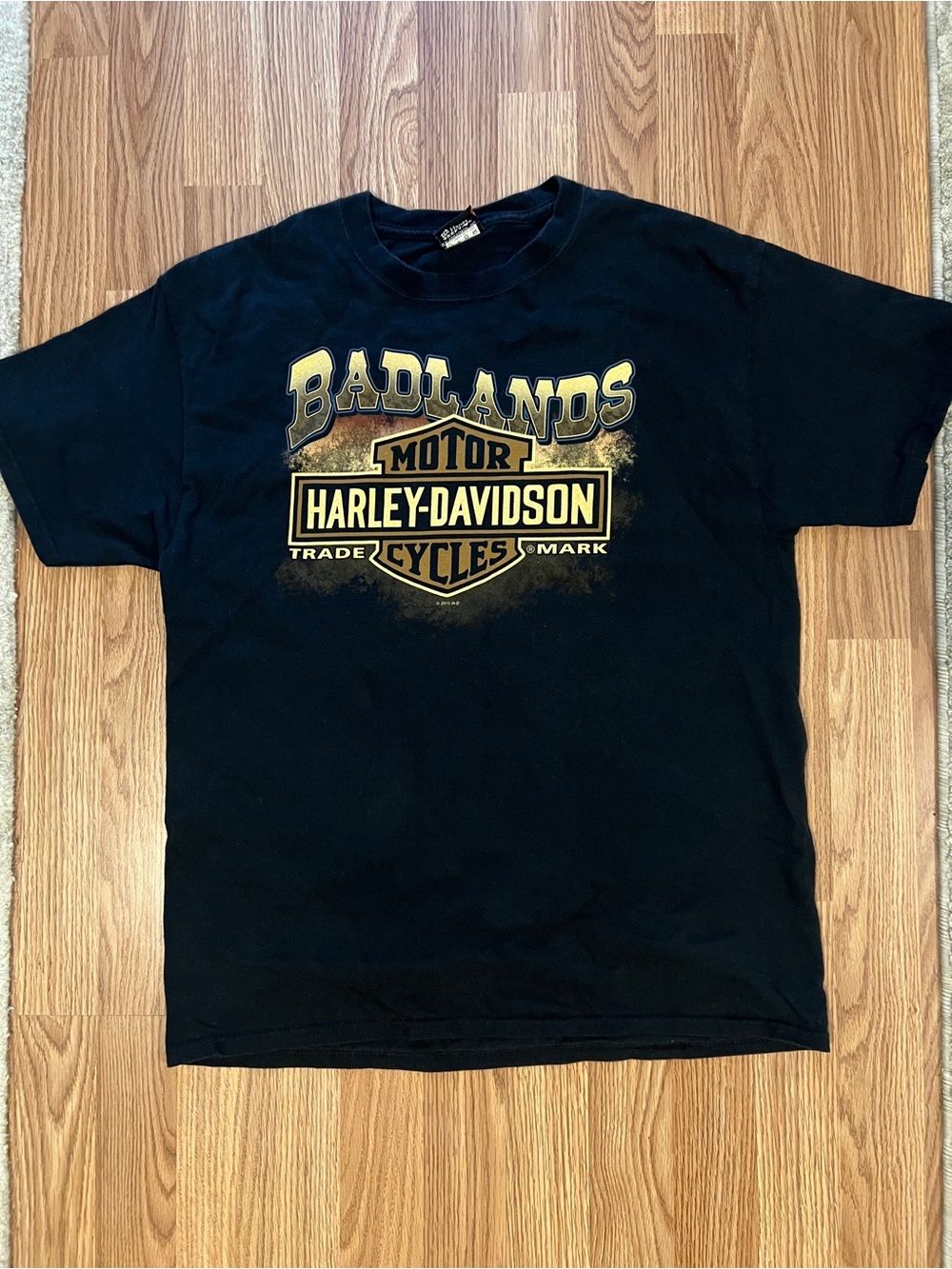 Harley-Davidson Black Tee with Gold Badlands Logo